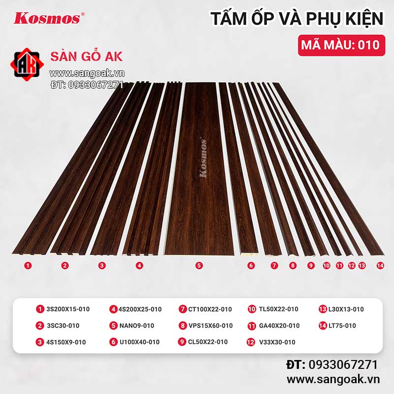Tấm ốp lam 4 sóng thấp PVC Kosmos 4S150X9-010